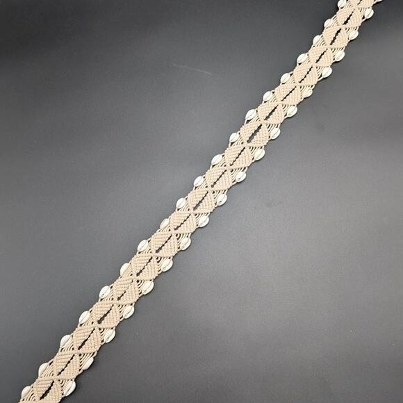 Macrame Belt Womens Large Braided Wood Buckle Woven Cotton Cowry Shells Beachy